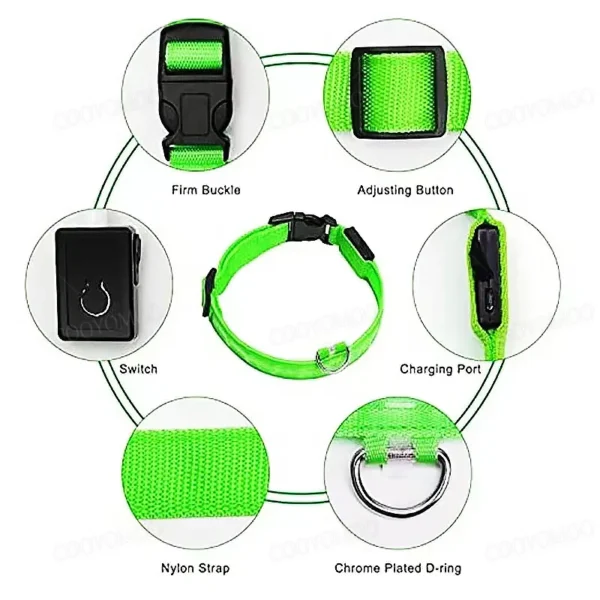 3 Modes Dog Luminous Charge Collar Led Usb Cat Dogs Collars Detachable Night Led Glow Dog 5.webp