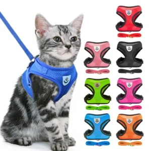 Cat Harness Vest Walking Lead Leash For Puppy Dogs Collar Polyester Adjustable Mesh Dog Harness For.webp