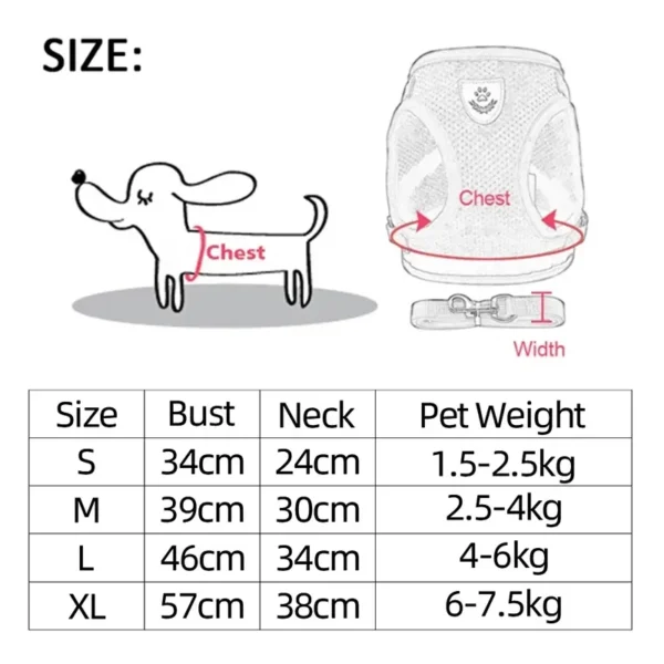 Cat Harness Vest Walking Lead Leash For Puppy Dogs Collar Polyester Adjustable Mesh Dog Harness For 5.webp