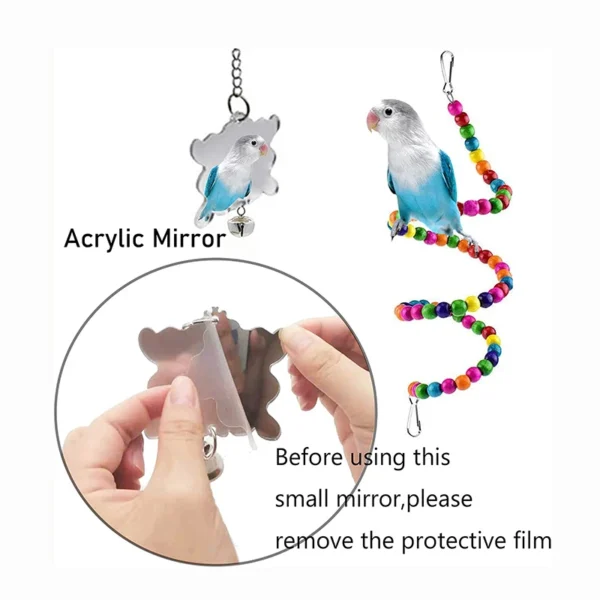 7pcs Pack Wood Parrot Toys Bird Toy Cage Bird Accessories Swing Suspension Bridge Ball Cage Bells 3.webp